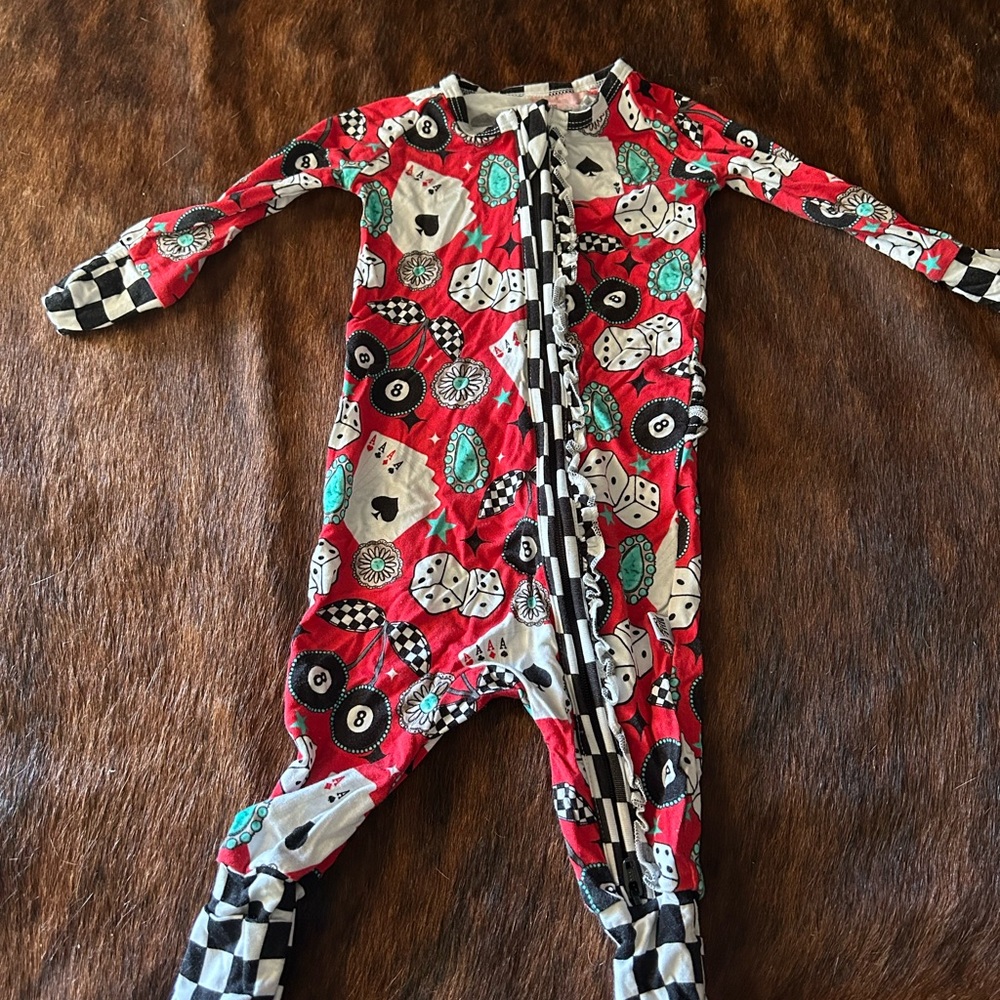 Playful Red and Black Kids Footie